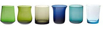 Bitossi Home DISEGUALE Collezione, Set 6 Tumbler Nuance Blu/Verde Assortiti