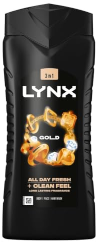 Lynx 12 Hour Refreshing Fragrance Gold Oud Wood and Vanilla Body wash with Plant-based Moisturisers & Dual Action Power, Keep Smelling Irresistible!, 500ml