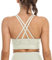 icyzone Damen Sport BH Starker Halt Gepolstert Training Bustier Top Fitness Yoga Bra (M, Cream White)