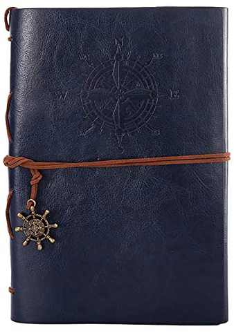 MYSUNBAR Leder Notizbuch A5 Ringbuch Reisetagebuch Weltkarte Leere Seiten Vintage Tagebuch Skizzenbuch