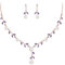 EVER FAITH Parures Femme Série Perle et Feuilles Cristal Tchèque Strass Collier Boucles d'oreilles Pendant Violet Ton Rosé Or