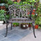 JYCCH Holz Gartenbank Sitz, Gartenbank Latten 35 Zoll Terrasse Gartenbank Outdoor Metall Doppelsitz Park Terrasse Freizeit Schmetterling Rückenlehne Stuhl Outdoor Anti-Rost Guss Aluminiu