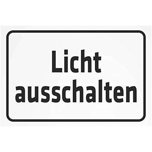 INDIGOS UG - Aluverbundplatte Schilder 3mm - Sicherheit - Licht ausschalten - 200x150 mm - Hotel, Firma, Schutz, KITA, Arzt, Praxis, Wohnung