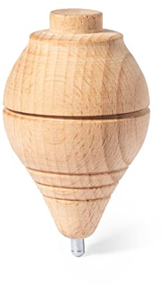PLAYZOCO Toupie en bois classique avec corde, trompette en bois, périnole en bois, jouet classique, convient pour enfants et adultes, corde en coton, 01047