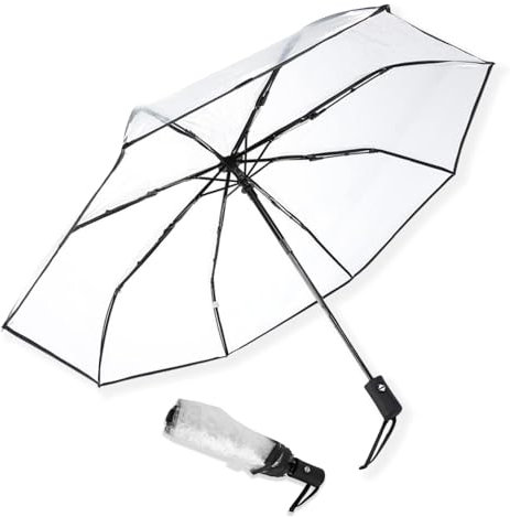 Mokernali Parapluie De Voyage, Parapluies Pliables Portables Transparents Pour Parapluies De Voyage Coupe-vent Pour Femmes Et Hommes(Noir)