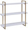 Wandregal HWC-K78, Hängeregal Schweberegal, 3 Regalböden Massiv-Holz Industrial 60x60x18cm - weiß, Metall Gold