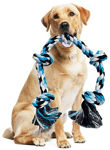 Hundespielzeug unzerstörbare Seil, Robuste Kauspielzeug Zerrspielzeug Hund Seil für Aggressive Kauen Dog Rope Toy Extra große 6 Knoten Tough Seil Für mittlere und große Hunde (90cm)