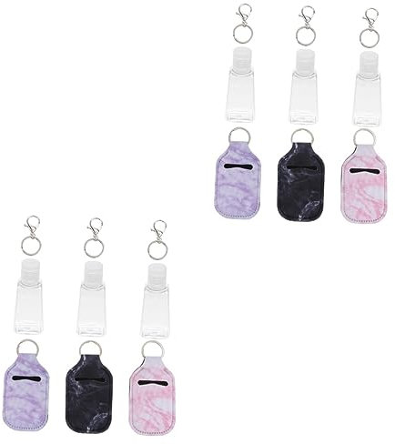 Beavorty 2 Sets Bottle Cover Mini Makeup Products Liquid Keychain Mini Lipstick Makeup Sample Bottle Lipstick Balm Holder Keychains Miniature Travel Bottles Refillable Bottle
