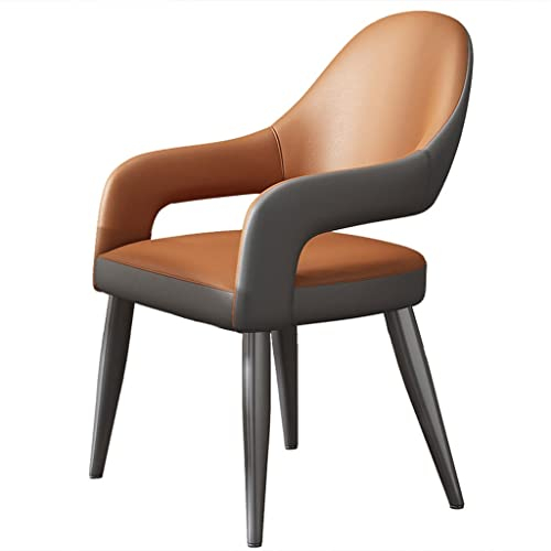 AMENAS Küche Moderne Küche Esszimmerstühle Ledersessel mit Eisen Kunst Metall Stuhlbeine für Zuhause Gewerbe Restaurants Wohnzimmer Stühle (Farbe: Orange)