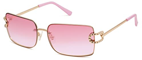 SOJOS Retro Rahmenlose Sonnenbrille Damen,Eckig Ohne Rahmen Rechteckig Métal Sonnenbrillen SJ1178