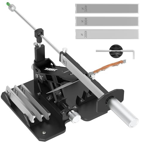 XARILK Upgraded PRO Precision Knife Sharpener System GEN 2, Heavy-Duty Aluminum Professional Knife Sharpening Tool with Diamond Stones (320# 800# 2000#) for Kitchen, Hunting, Fishing Knives