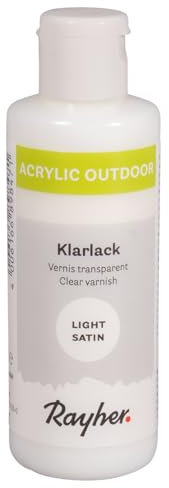 Rayher Outdoor Paint Klarlack, farblos, seidenmatt, Flasche 80 ml, wetterfester, witterungsbeständiger Schutzlack, 35073702