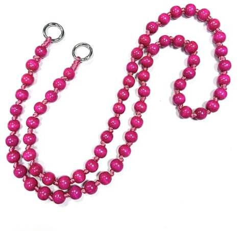 Pmnzdy Holzperlen Handykette Universal Schlüsselband Kette Handyband zum Umhängen Handy Lanyard Holzperlenkette Handyschnur zum Hängen Smartphone Handy Schmuck für Damen Mädchen Rosenrot