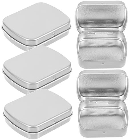 IWOWHERO 5stücke Rechteckige Blechdose Mit Deckel Kleine Aufbewahrungsbox Aus Eisen Tragbare Schmuckbox Organizer Für Kleine Objekte Für Süßigkeiten Zigaretten Schlüsselanhänger Und Mehr