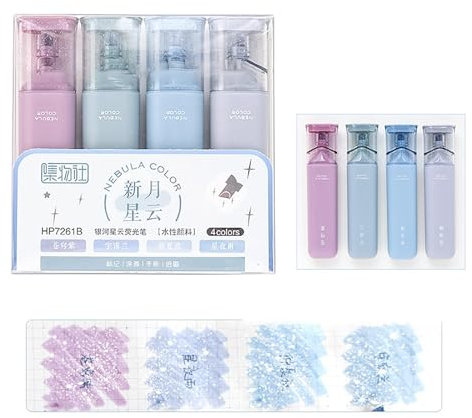 Zureto Glitzer-Textmarker, Glitzer-Textmarker, vielseitiger Glitzer-Textmarker für funkelndes Notizen-Tagebuch (Blue Nebula)