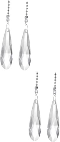 Gadpiparty 4piezas Cadena De Tirador De Cristal Para Ventiladores y Luces Accesorio Colgante Transparente Para Decoración De Hogar y Lámparas