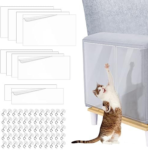 YESLUSY 10 Pezzi Protezione Graffi Gatto, Pellicola Protettiva Antigraffio per Gatti Autoadesiva, Trasparente Protezione Antigraffio Divano Graffi Gatto per Divani, Sedie, Parete, Eporta e Mobili