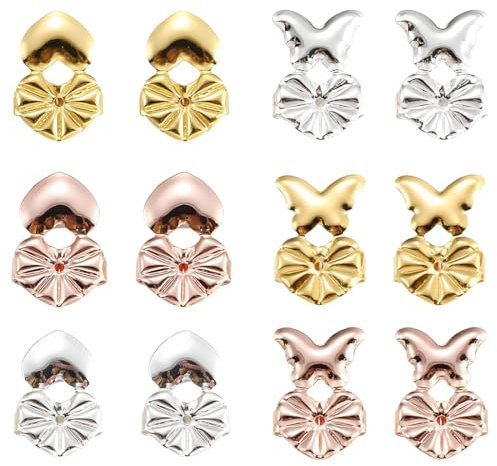 LuLiyLdJ Ohrring Verschluss, Ohrring Rücken, Ohrringheber Magische Einstellbare Ohrring lifter Ohrmuschelheber Hypoallergen Earring Lifters Ohrringaufzüge für Earring Backs, 12 Stück