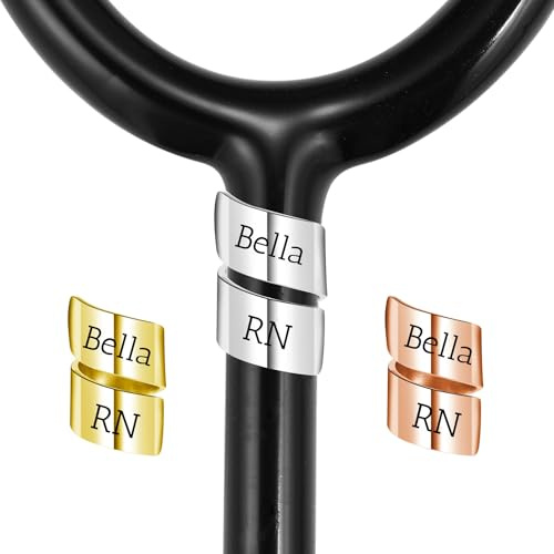 OTXIXTO Personalisiert Stethoskop Namensschild mit Graviert Namen/Symbol Edelstahl Stethoskop ID Tag Personalisiert Zubehör Geschenk für Arzt/Krankenpfleger/Pflegestudent (Stil E2)
