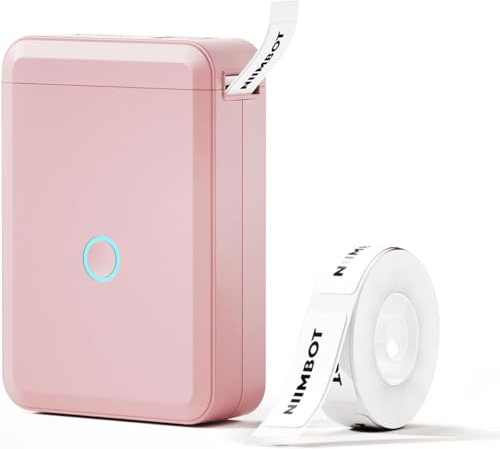 NIIMBOT Etikettendrucker, Mini Bluetooth D110 Selbstklebendes Etikettiergerät Tragbarer Beschriftungsgerät Selbstklebend Labeldrucker Label Printer mit iOS Android,Für Zuhause, Büro, Rosa
