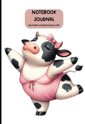 Yoga Cow Notebook/Journal - 8.5x11 Journal with 300 Lined Pages - School,College, Work