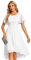 Ever-Pretty Women's Chiffon Bridesmaids Dresses Crew Neck Pleated Waist Short Sleeve Wedding Guest Dress White 18UK