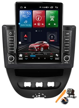 YLOXFW TS800, Car Stereo Android 14.0 Radio for P-eugeot 107/Aygo/C-itroen C1 2005-2014 GPS Sat Navigation 9.7'' Touchscreen DVD Multimedia Video Player FM BT Receiver with Carplay 4G 5G WiFi DSP SWC