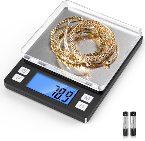 BOMATA Upgraded Small Food Scale with 0.1 g High Precision, 3000 g Capacity | New Hold Function, Larger Display, Digital Kitchen Scale for Small Item, Jewelry Black