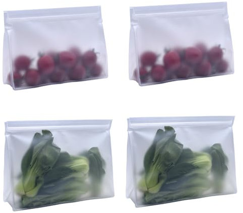 4 Pcs Reusable Gallon Freezer Bags Dishwasher Safe, BPA Free 1 Gallon Leakproof Silicone and Plastic Free Food Storage Bags for Meal Prep, Fruits, Sandwich, Snack, Travel Items