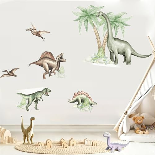 Wandtattoo Dinosaurier Groß Wandaufkleber Dschungel Dino Kinder Palme Baum Wandsticker Wanddeko für Jungen Babyzimmer Kinderzimmer Spielzimmer,für Junge Kinderzimmer Schlafzimmer Grün Wanddeko Sticker