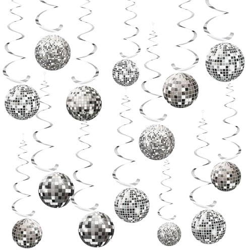 18 Stück Discokugel Party Luftschlangen Discokugel Hängende Spiralen,Discokugel Hängend Wirbel Decken Deko,Discokugel Deko Girlande,Wirbel Discokugel Hängend Deko,für 70er Thema Party Dekorationen