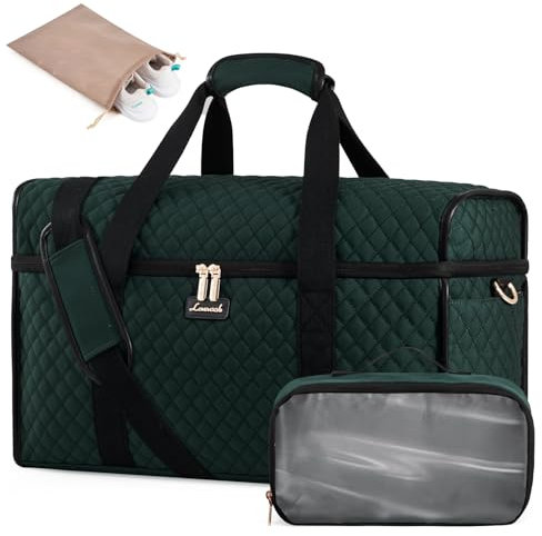 LOVEVOOK Reisetasche Damen, Große Öffnung Weekender Handgepäck Tasche Travel Duffle Bag, Wasserdicht Kliniktasche Geburt Krankenhaustasche Sporttasche für Flugzeug Reise Sport Gym Schwimm, Grün