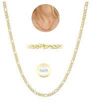 Rajputana 925 Gold Chains for Women Sterling Silver Necklaces for Women Gold Necklaces Chain 5mm Figaro Chain Jewellery Gifts 24 Inch