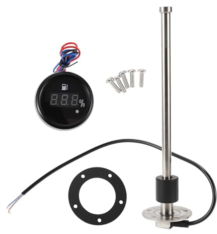 Hihaha Fuel Sending Unit and Gauge Kit 280mm 11.02 Boat Marine 0-190 Ohm | 1 Set, Fuel Sending Unit and Gauge Kit, Marine Fuel Sender Unit, Metal, Silver Tone Black