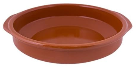 Platos de Cerámica - Envio 24h - Cazuelas Rústica de Barro Refractario, Aptas para Cocina de Gas y Eléctrica, Microondas y Horno, Color Natural, Borde 5 cm (1 ud, 16)