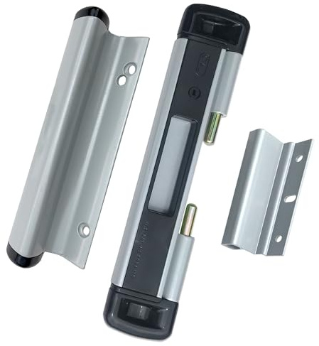 CAL Double-Bolt Lock for Glass Sliding Doors - Advanced Technology to Keep Your Family Safe and Secure - High Security Lock - Virtually Burglar Proof (Double Bolt Lock + Premium Handle, Silver)