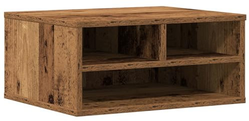 vidaXL Rustikaler Druckerständer aus massiver Eiche mit viel Stauraum und texturierter Oberfläche für Heimbüro-Arbeitsplätze, Kleiner Holztisch-Organizer, vielseitig einsetzbar