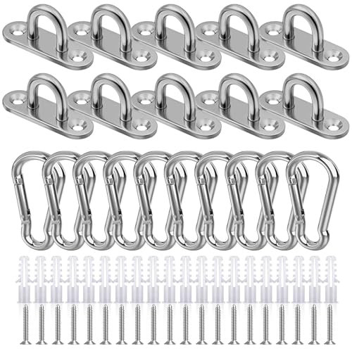 Pontet Inox M5,Crochet Inox,10 Pièces Plaques à Oeillets en Acier Inoxydable pour Balançoires de Yoga Hamacs Auvent Accessoires de Bateau