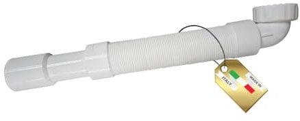 Lemag srl – Sifone Flessibile e Estensibile 1”1/2 | Attacco a Ghiera Curvo Universale | Anti-Odore, Montaggio senza Utensili, Tubo Estensibile 36–80 cm | Polipropilene Durevole
