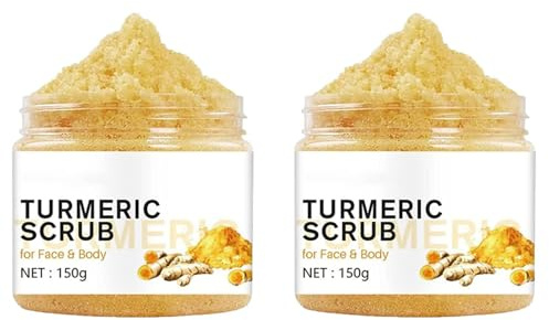 Kurkuma-Körperpeeling 150g - Kurkuma-Körperpeeling mit natürlichen Salzen - Tumerisches Peeling zur Entfernung von Akne dunklen Flecken Hyperpigmentierung glatte Haut aufhellendes (2pcs, 150g)