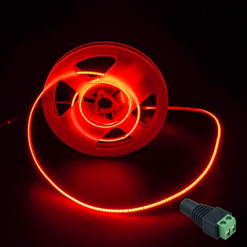 JBdusn 12V COB LED Streifen Rot, 5m Flexibel Hohe Dichte 2mm Breite LED Strip 480LEDs/m Schneidbar LED Licht Band Selbstklebend fürSchlafzimmer Küche DIY Beleuchtungsprojekt(Ohne Netzteil)