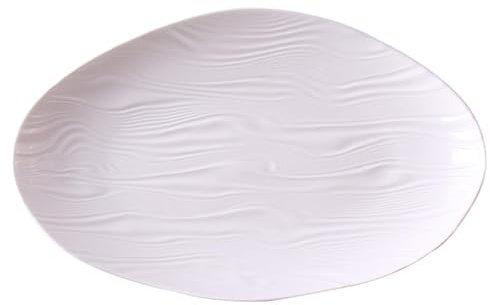 loeusjfnr Pastateller, weißes Porzellan, Unterglasur, oval, gedämpft Fischteller, tiefe Früchte für den Heimgebrauch (L)