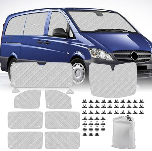 Opaltool Parasoles Termicos para Mercedes-Benz Vito II W639/Viano 2003-2014 | LWB, Plegable, 10pcs Parasol Paraguas Funda para Parabrisas para Furgonetas Camper Privacidad y Control de Temperatura