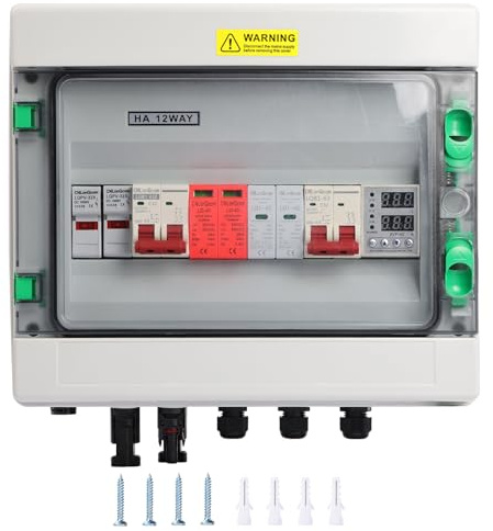 überspannungsschutz pv - DC500V1-1+AC230V1-1 Solar Anschlusskasten, Blitzschutz dc trennschalter pv anlage 2 String (2 in 2 Out), DC Combiner Box Leitungsschutzschalter Solar einspeisesteckdose