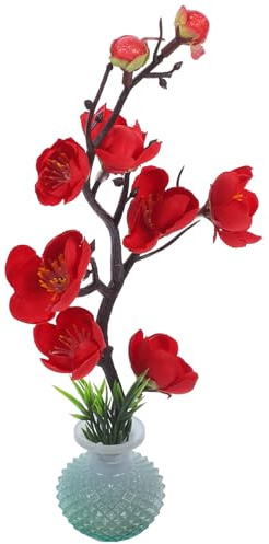 ORFOFE Fleurs Artificielles Rouges Ornement Floral Portable et Raffiné en Plastique et Plastique pour Décoration Délicate et Légère Raffiné D'assiettes à Sushi et Sashimi