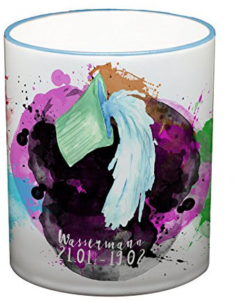 Ma2ca® Sternzeichen Wassermann Kaffeetasse Becher Tasse Tasse Becher-Rand_hellblau