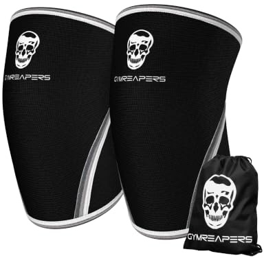 Gymreapers Knee Sleeves (1 Pair) Gym Bag - IPF Approved - Knee Sleeve & Compression Brace for Squats, Fitness, Weightlifting, and Powerlifting 7MM Sleeve Pair - For Men & Women (White, XXL)