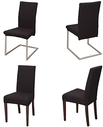Staboos Stuhlhussen 4er Set - Hochwertige und elastische Stuhlhussen für Swingstühle - Pflegeleichte Stuhlbezüge & Hussen für Stühle - Perfekter Stuhlbezug 4er Set - ÖKO TEX Zertifiziert - Schwarz