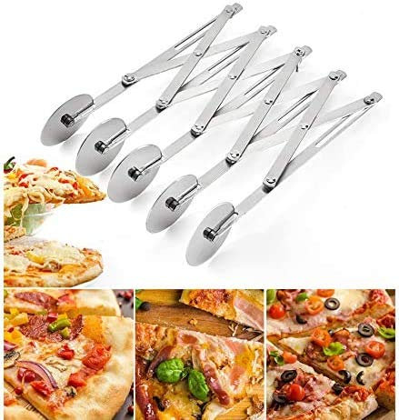 Queta Tagliapasta in acciaio inox a 3/5 ruote, regolabile, tagliapizza in acciaio inox (5 ruote)