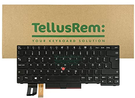 TellusRem ersatztastatur Lenovo T480s Black - DE Hintergrundbeleuchtung für Lenovo Thinkpad T480s, T490, E490, L480, L490, L380, L390, L380 Yoga, L390 Yoga, E490, E480